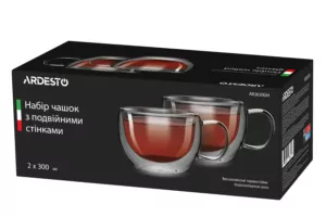 Ardesto Doublewall mug set, 300ml, 2pcs, borosilicate glass, transparent
