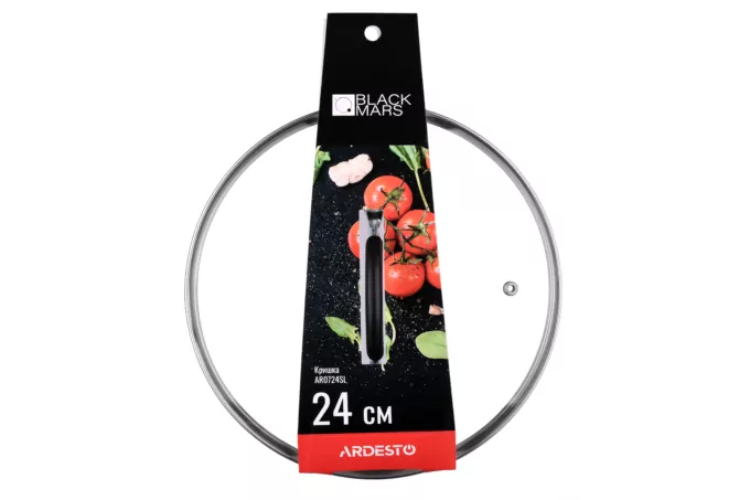 Ardesto Lid Black Mars, 24cm, heat-resistant glass, stainless steel, silicone
