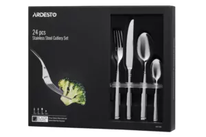 Набір столових приборів ARDESTO Black Mars Bordeaux, 24 прибори, нержавіюча сталь