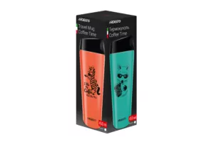 Термочашка Ardesto Coffee time Zebra, 450мл, нержавіюча сталь, помаранчевий