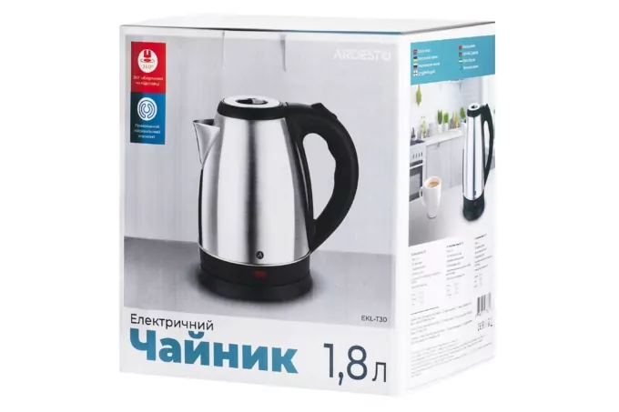 Ardesto electric kettle, 1.8L, metal, silver