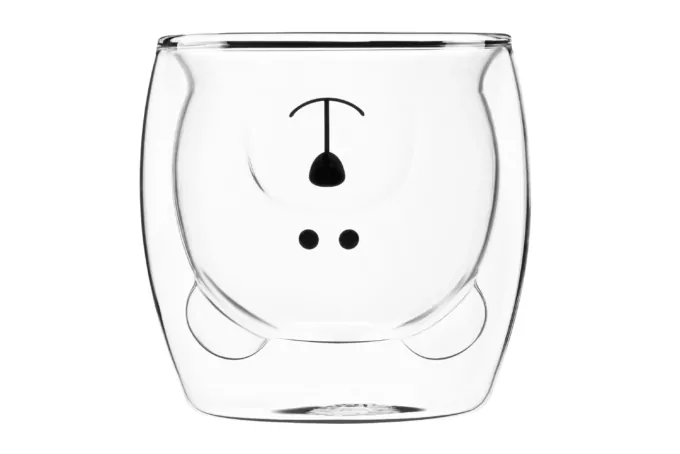 Double wall mug set ARDESTO Animals, 250ml, 2pcs, borosilicate glass, transparent