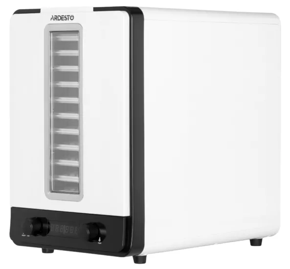 Сушарка для продуктів Ardesto 550Вт, піддонів – 10+1×3см, макс – 70°С, сітка для ягід, пластик, білий