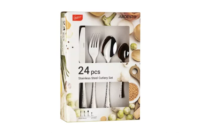 ARDESTO Cutlery set Gemini Hammered, 24pcs, stainless steel