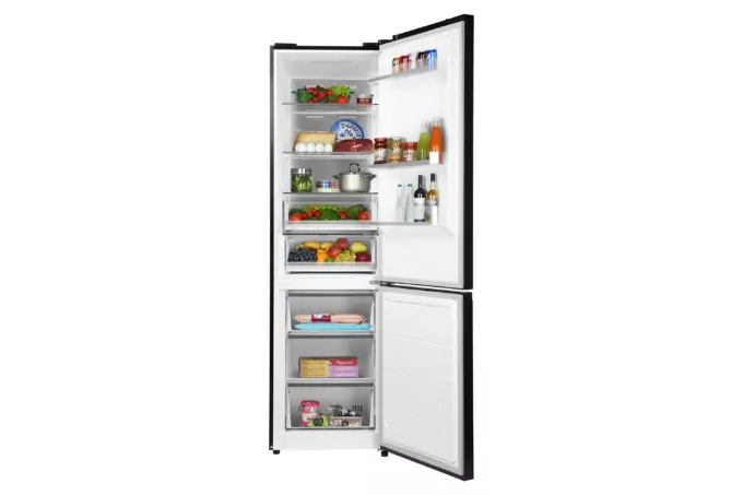 Ref ARDESTO with bottom freezer, 201.8×59.5×66, ref-256L, freez.-104L, 2doors, A+, NF, inv., display ext, fresh zone, black