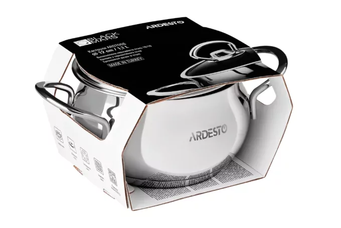 Каструля зі скляною кришкою Ardesto Black Mars, 1.1л, нержавіюча сталь
