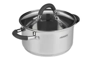 Ardesto Casserole with glass lid Gemini Salerno, 1.2l, stainless steel, silicone