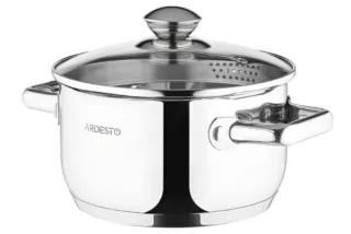Каструля зі скляною кришкою та зливом Ardesto Gemini Lecco, 2.5л, нержавіюча сталь