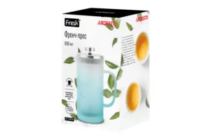 Ardesto French press Fresh Matt, 800ml, borosilicate glass, stainless steel, transparent, blue