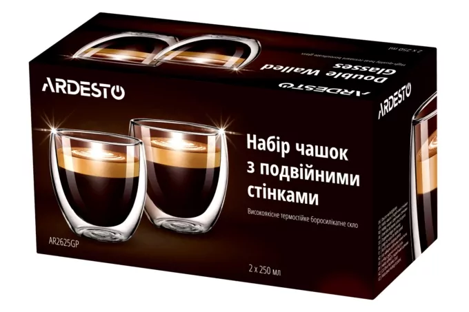 Cup set Ardesto with double walls AR2625GP