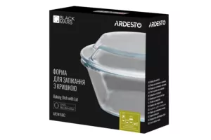 Форма для запекания с крышкой Ardesto Black Mars, 20.6х20.6х9.9см, боросиликатное стекло, круглая, прозрачный