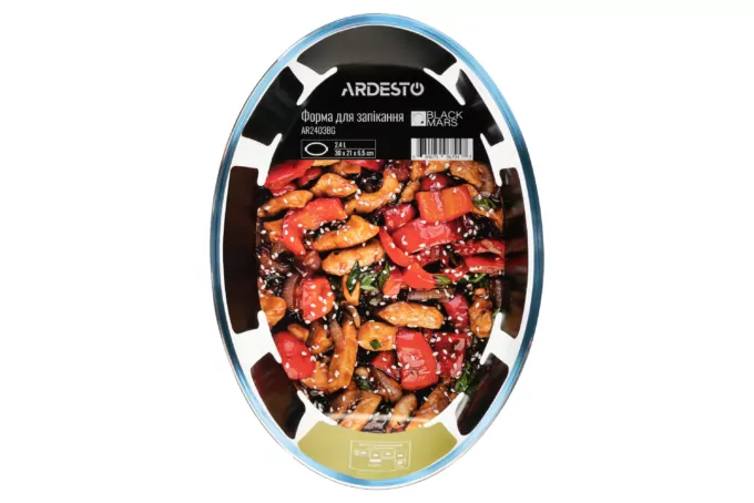 Ardesto Baking pan Black Mars, 30х21х6.5cm, borosilicate glass, oval, transparent