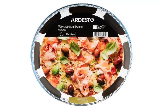 Ardesto Baking pan Black Mars, 27х3.5cm, borosilicate glass, round, transparent