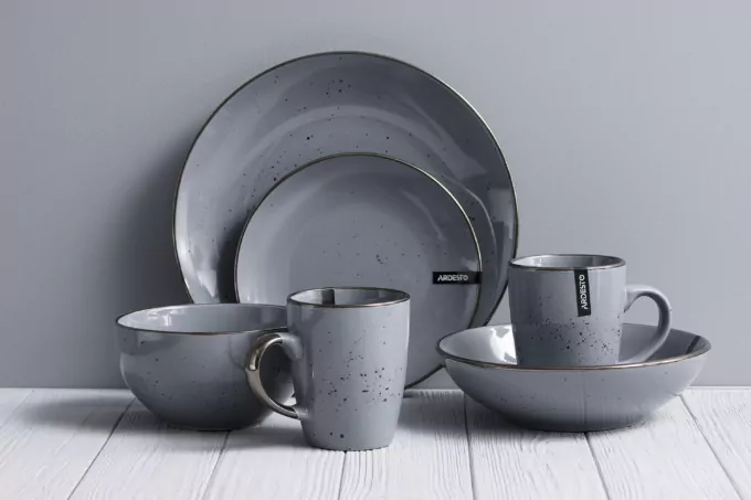 Тарілка десертна Ardesto Bagheria Grey, 19см, кераміка, сірий