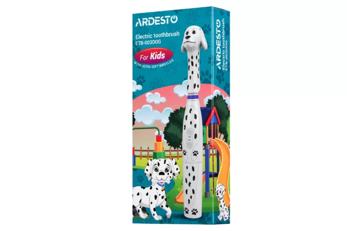 Ardesto toothbrush electric ETB-003DOG, for kids, 8.8th. fluct/min, nozzle-3, IPX6, white