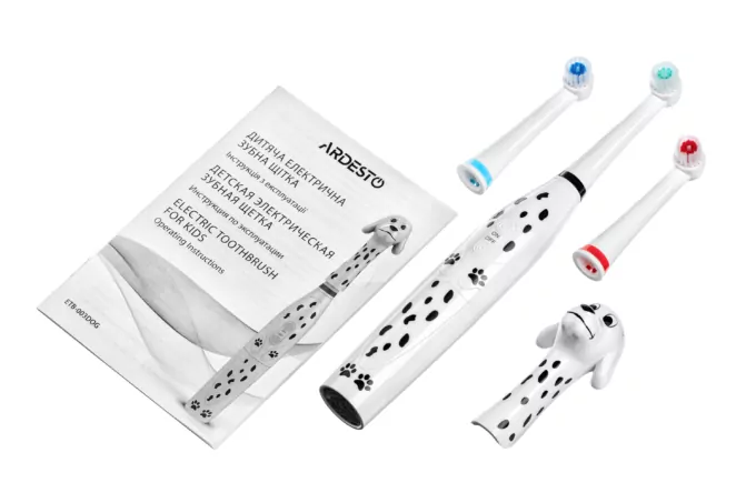 Ardesto toothbrush electric ETB-003DOG, for kids, 8.8th. fluct/min, nozzle-3, IPX6, white