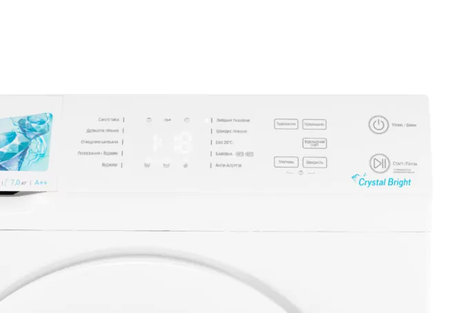 Пральна машина ARDESTO фронтальна Crystal Bright, 7кг, 1200, А++, 42см, дисплей, сенсор.управл., дозавантаж., білий