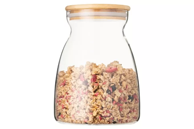 Jar ARDESTO Fresh Hourglass 1100 ml, glass, bamboo AR1311BH