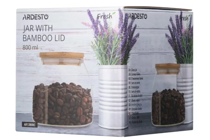 Банка для хранения ARDESTO Fresh Classic 800 мл, стекло, бамбук AR1380BC