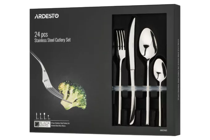 ARDESTO Cutlery set Black Mars Monza , 24pcs, stainless steel