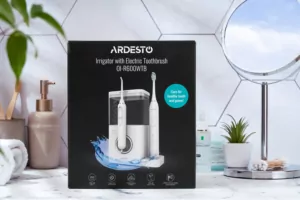 Іригатор Ardesto стаціонарний+електрична  зубна щітка, чаша 600 мл, від мережі , 3 насадки, білий