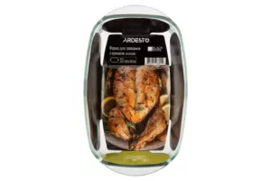 Ardesto Baking pan with lid  Black Mars, 32.5х19.6х13.4cm, borosilicate glass, rectangular, transparent