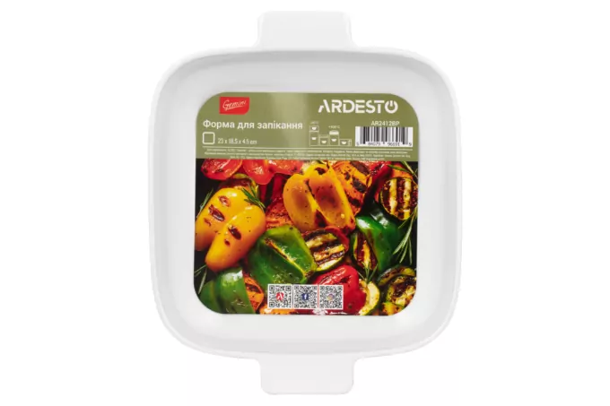 Ardesto Baking pan Gemini, 23х18.5х4.5cm, porcelain, square, white
