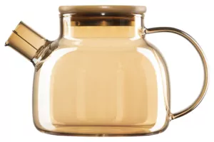 Ardesto Teapot Golden Moon, 1000ml, borosilicate glass, bamboo, golden