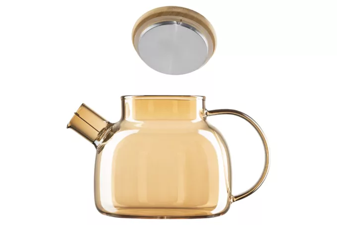 Ardesto Teapot Golden Moon, 1000ml, borosilicate glass, bamboo, golden