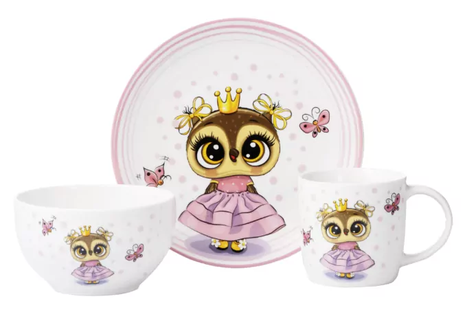 Набор детской посуды ARDESTO Princess owl 3 пр., фарфор AR3453OS