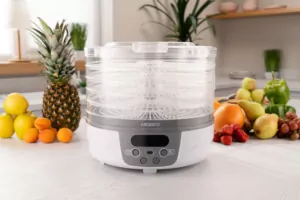 Сушарка для продуктів  Ardesto FDB-5321T, 250Вт, піддонів -5×3см, діаметр-32см, макс-70°С, таймер, електр. управління, пластик , білий