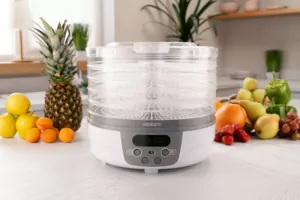 Сушарка для продуктів  Ardesto FDB-5321T, 250Вт, піддонів -5×3см, діаметр-32см, макс-70°С, таймер, електр. управління, пластик , білий