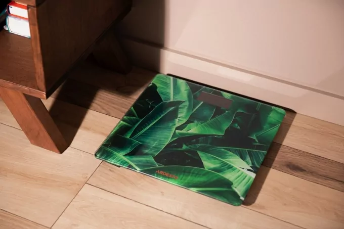 Ardesto scales for floor Leaves.150kg, AAAx2 included, glass, multi-colored