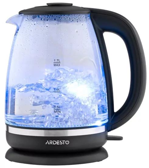 Ardesto electric kettle, 1.7L, glass, Strix, black