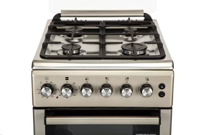 Плита ARDESTO комбі, 52л, 50×60см, конвекція, чавун, підсвічування, форсунки LPG (підключення газового балона), сріблястий