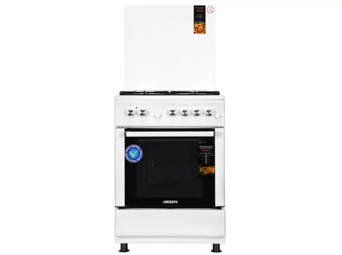 Плита ARDESTO комби, 64л, 60×60см, конвекция, чугун, подсветка, форсунки LPG (подключение газового баллона), съемные направляющие, белый
