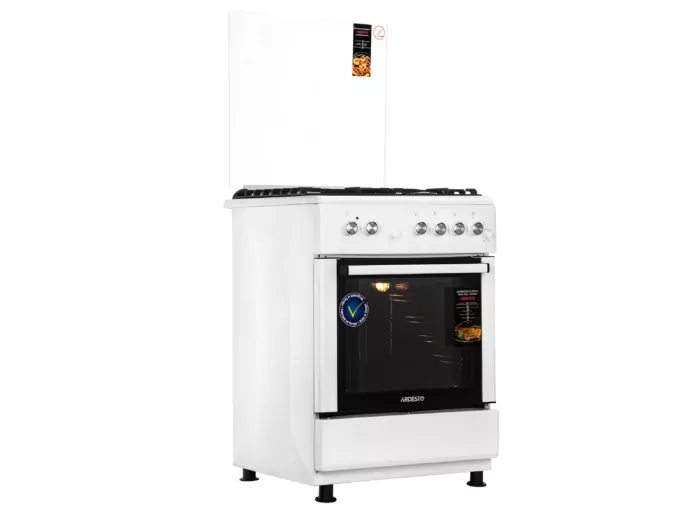 Плита ARDESTO комби, 64л, 60×60см, конвекция, чугун, подсветка, форсунки LPG (подключение газового баллона), съемные направляющие, белый