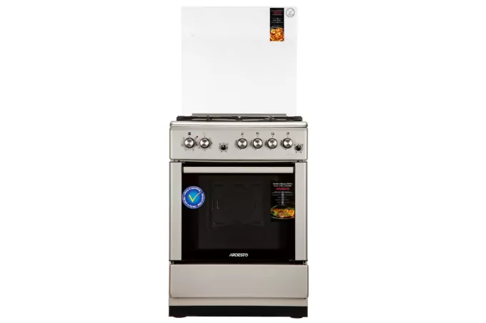 Плита ARDESTO комби, 64л, 60×60см, конвекция, чугун, подсветка, форсунки LPG (подключение газового баллона), съемные направляющие, серебристый
