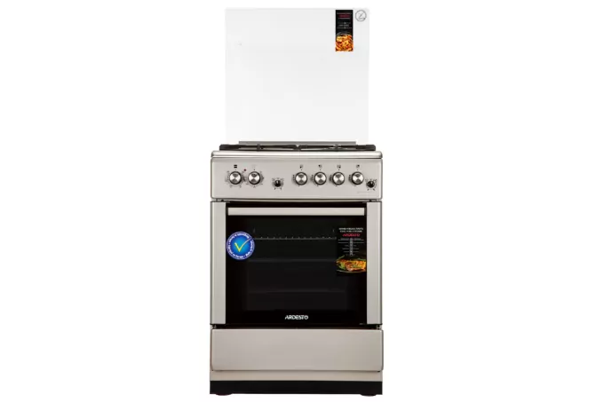 Плита ARDESTO комби, 64л, 60×60см, конвекция, чугун, подсветка, форсунки LPG (подключение газового баллона), съемные направляющие, серебристый