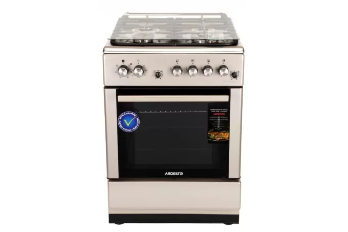 Плита ARDESTO комби, 64л, 60×60см, конвекция, чугун, подсветка, форсунки LPG (подключение газового баллона), съемные направляющие, серебристый