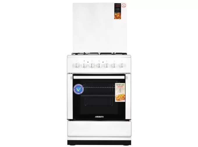 Плита ARDESTO комби 3 газ + 1 электро, 64л, 60×60см, подсветка, форсунки LPG (подключение газового баллона), съемные направляющие, белый