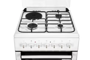 Плита ARDESTO комби 3 газ + 1 электро, 64л, 60×60см, подсветка, форсунки LPG (подключение газового баллона), съемные направляющие, белый