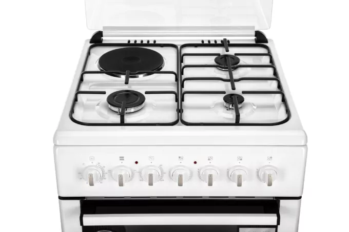 Плита ARDESTO комби 3 газ + 1 электро, 64л, 60×60см, подсветка, форсунки LPG (подключение газового баллона), съемные направляющие, белый