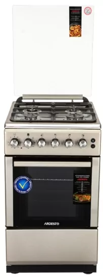 Плита ARDESTO комбі, 52л, 50×60см, конвекція, чавун, підсвічування, форсунки LPG (підключення газового балона), сріблястий