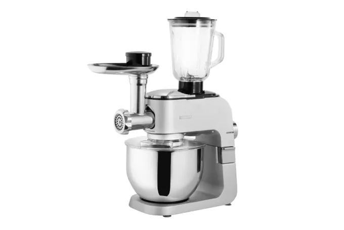 Кухонна машина Ardesto 1500Вт, чаша-метал, корпус-метал, насадок-10, сріблясто-сірий