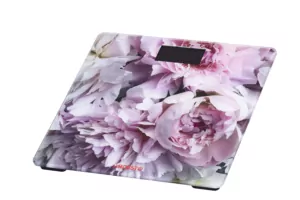 Ardesto scales for floor Peonies, 150kg, AAAx2 included, glass, multi-colored