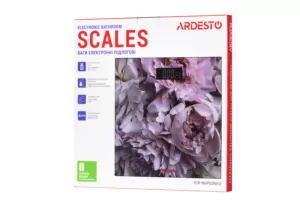 Ardesto scales for floor Peonies, 150kg, AAAx2 included, glass, multi-colored