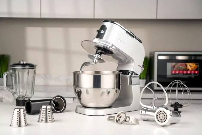 Кухонна машина Ardesto 1500Вт, чаша-метал, корпус-метал, насадок-10, сріблясто-сірий