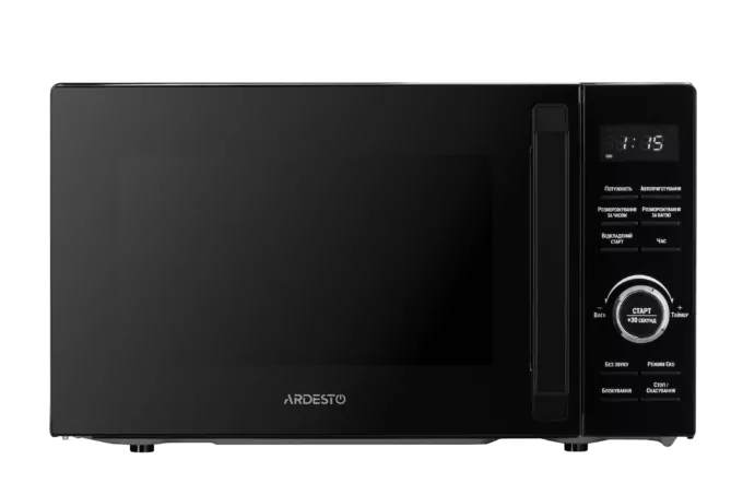 Microwave oven ARDESTO, 20L, electronic control, 700W, display, handle opening, quick start, black