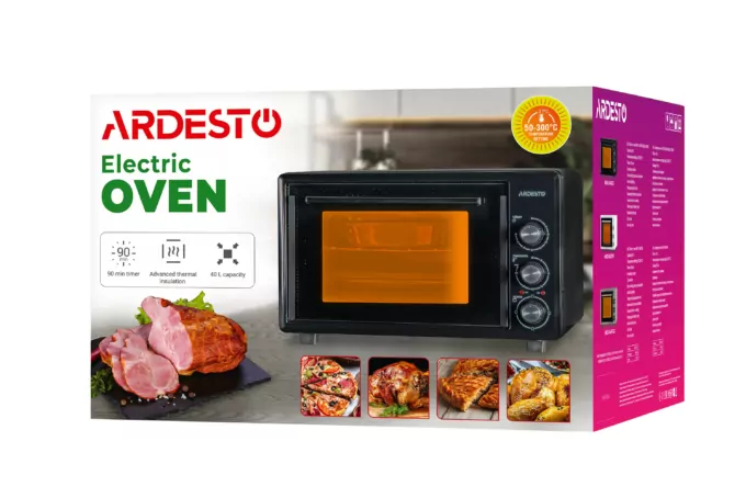 Печь электрическая ARDESTO, 40л, 1300Вт, механич., конвенция, двойное стекло, серый
